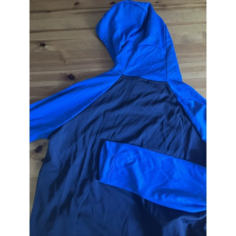 Nike Dri-FIT Blue Pullover Hoodie Mens L Polyester Swoosh Slim Fit